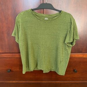 J. Crew Olive Green Linen Short Sleeve Tee